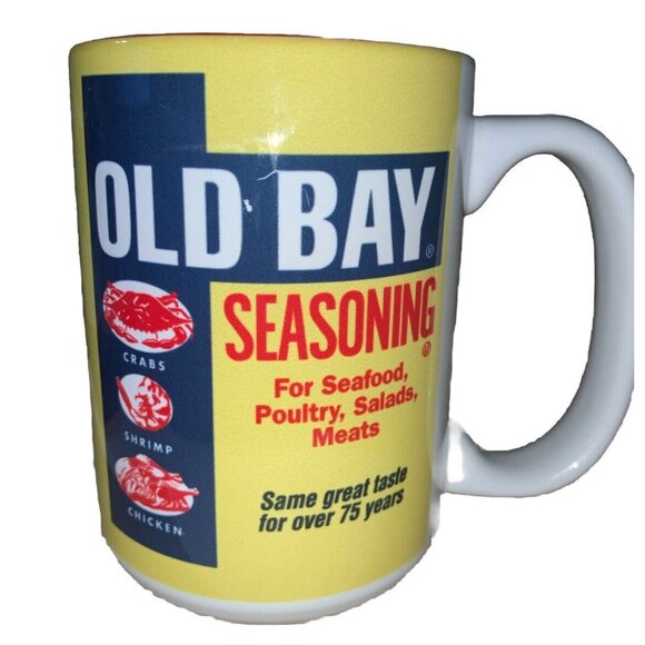 Old Bay Coffee Mug Tea Cup Inside Red Collectible READ - Picture 2 of 4